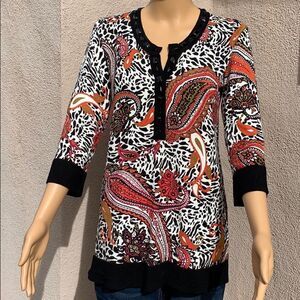 Joseph A Tunic Sweater Gem Accented Collar Medium